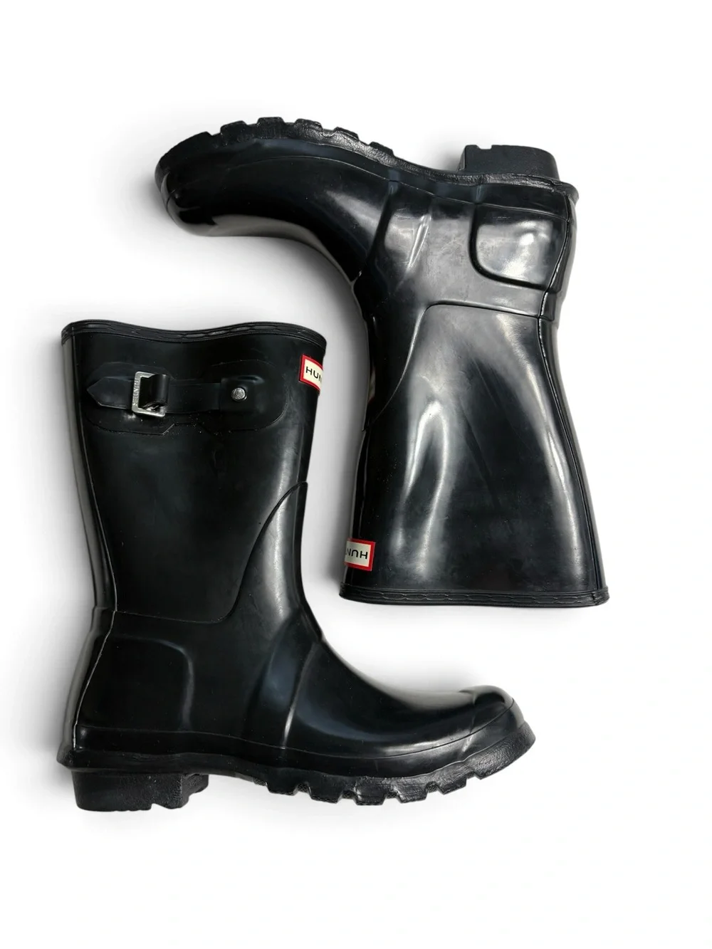 Hunter Original Short Gloss Rain Boots Black Womens Size 9 WFS1000RGL